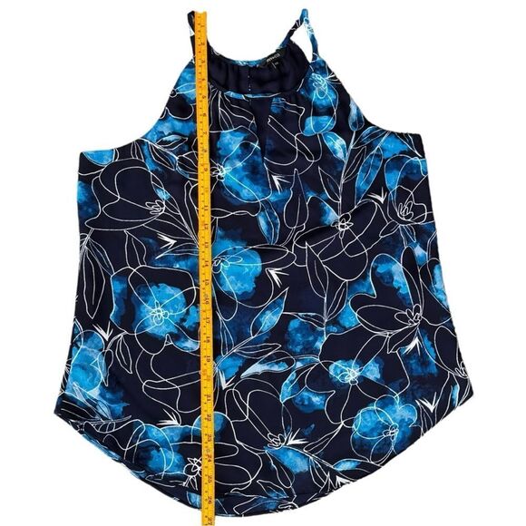 RW&Co. Sleeveless Flowy Blue Floral Print Halter Neck Top Blouse. Medium. - Picture 6 of 8
